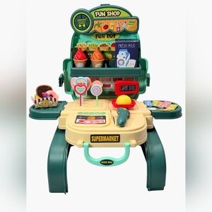 3-in-1 Kids Supermarket Playset Backpack & Toddler Pretend Grocery Store Kit
